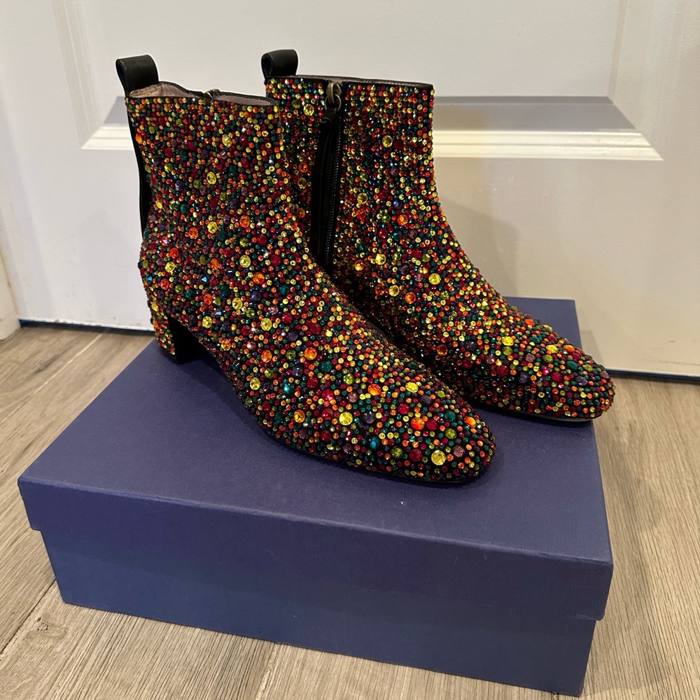 Stuart Weitzman Stardust Suede Ankle Boots SZ 9